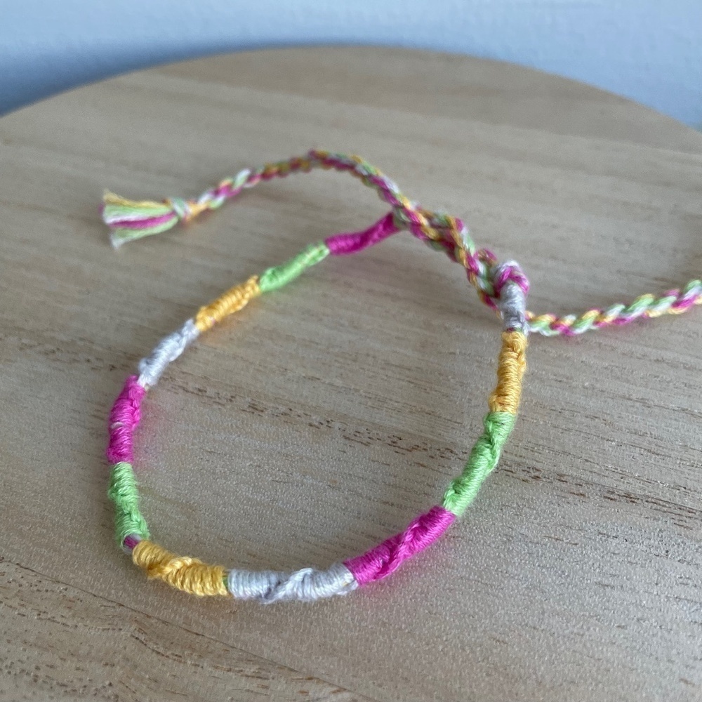 Handmade Ayla Woven Bracelet One Size Pink Green Women Summer Friendship Style